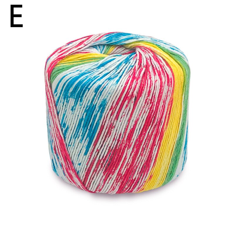 50g/ball peigné fantaisie Section-teint arc-en-ciel dentelle fil 100% coton pour bricolage à la main tricot Crochet châle écharpe fil été fils: E