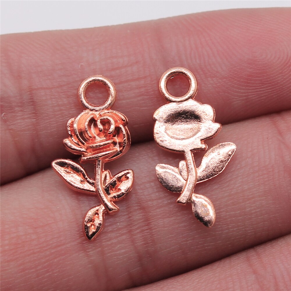 Wysiwyg 40Pcs 21Mm Charm Hangers Bloem Roos Bloem Roos Hanger Rose Bloem Hangers Voor Sieraden Maken 5 Kleuren