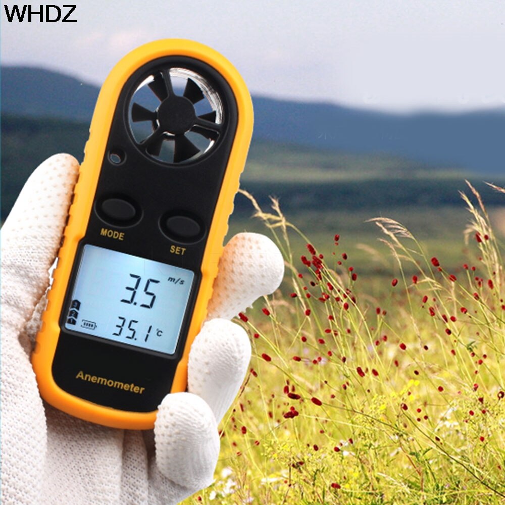 1pc Smart Anemometer LCD Digital Anemometer Hand-held Wind Speed Gauge Meter Measure Thermometer GM816 30m/s (65MPH)