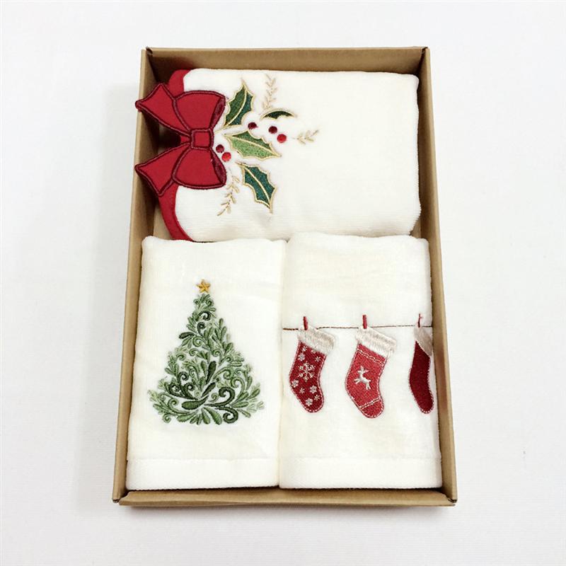Serviette de nettoyage pour le visage, brodée de noël, bonhomme de neige, père noël, de nouvel an, ornements de salle de bain