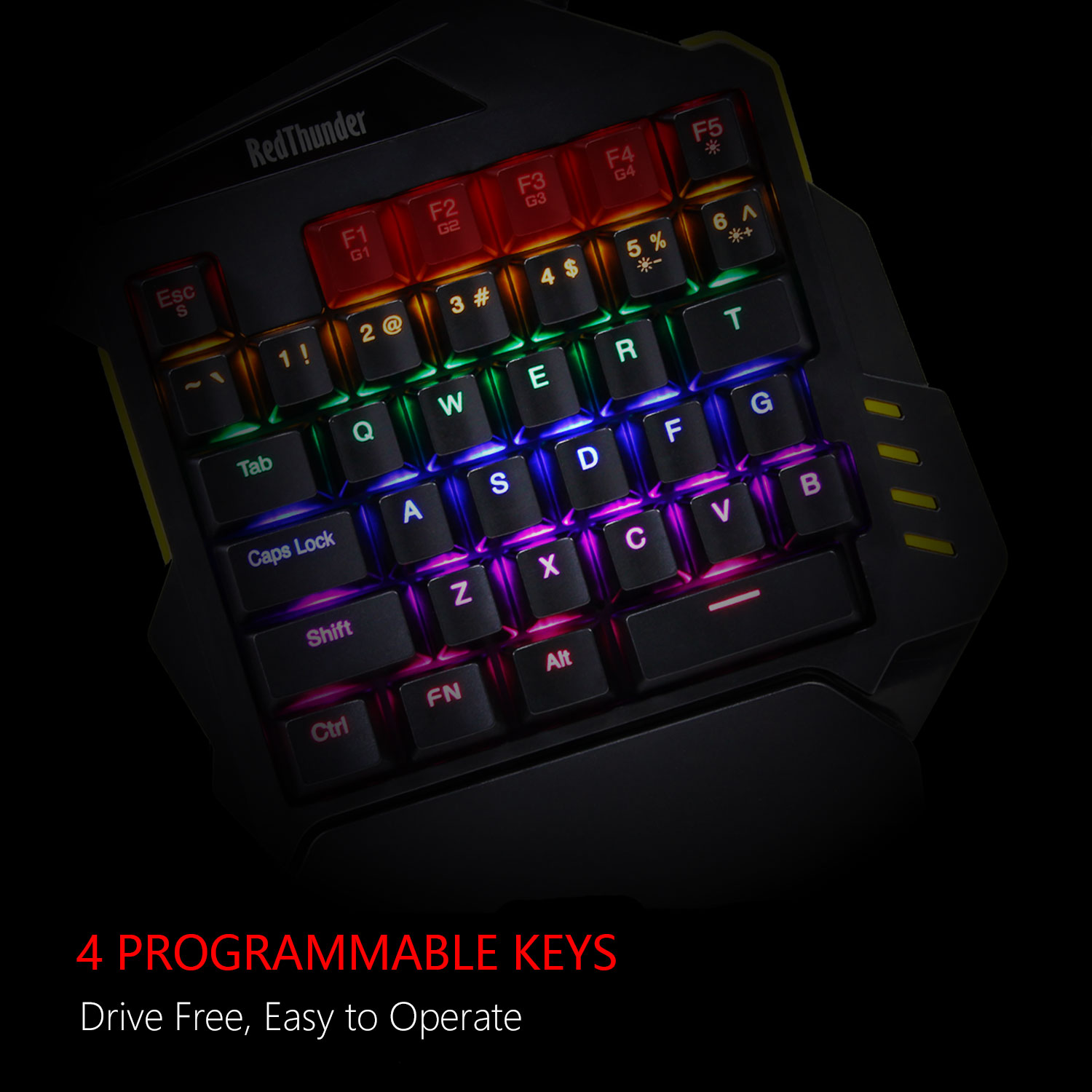 RedThunder – clavier et souris de jeu mécaniques à une main, 6400DPI, rétroéclairage rvb arc-en-ciel, ergonomique pour PC, PS4, XBOX Gamer