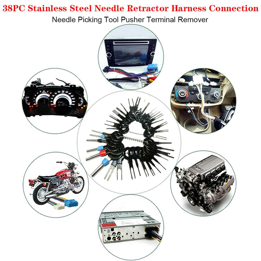 Kit de extracción de terminales de coche, pinza de presión para cables, Extractor de pines, Kit eléctrico, 41 Uds., , rápida