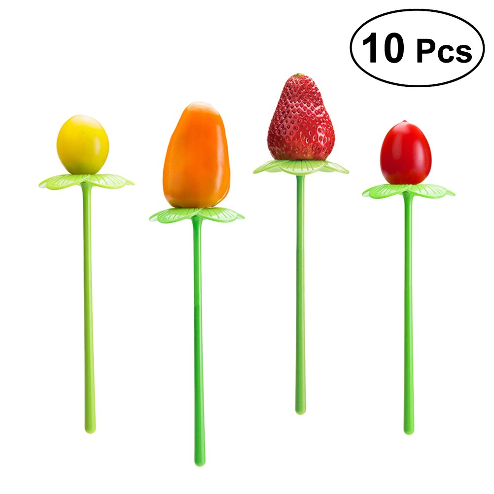 10 stks/pak Schattige Nontoxic Creatieve Praktische Bloem Vorm Fruit Vork Tandenstoker Fruit Tool Party Vork voor Bruiloft Home Party