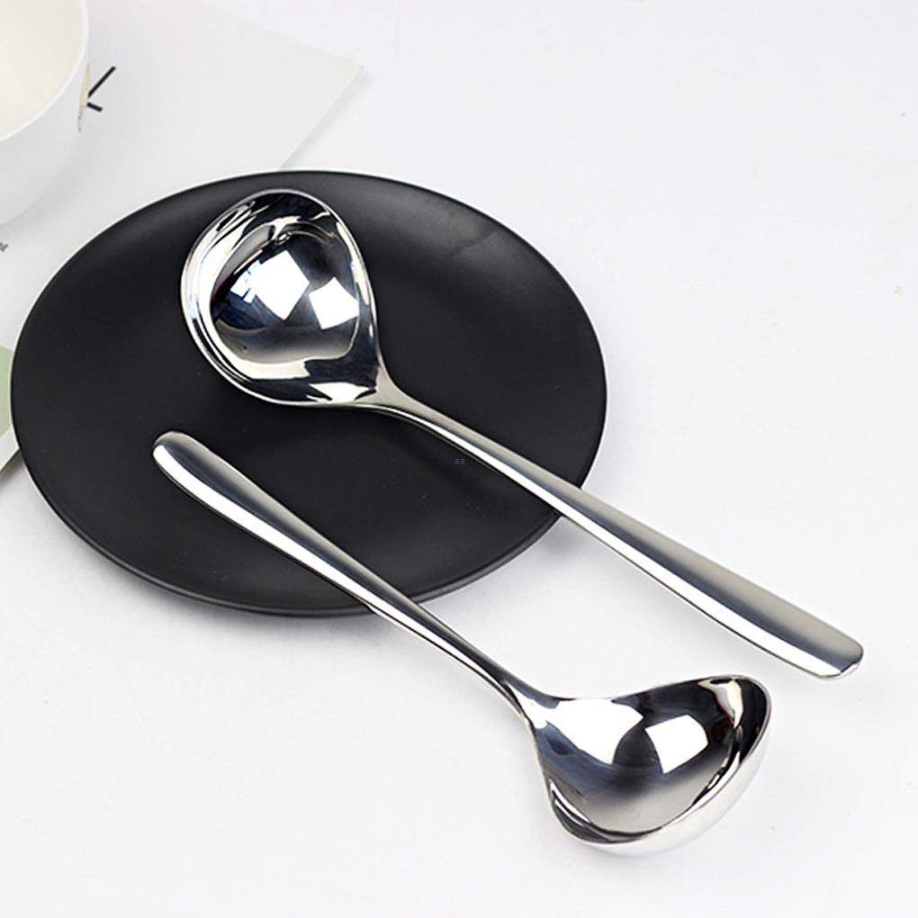 1pcs Soup Spoon Stainless Steel Spoon Mirror Finish Large Soup Scoop Buffet Banquet Party Dinner Tableware Kitchen Utensils