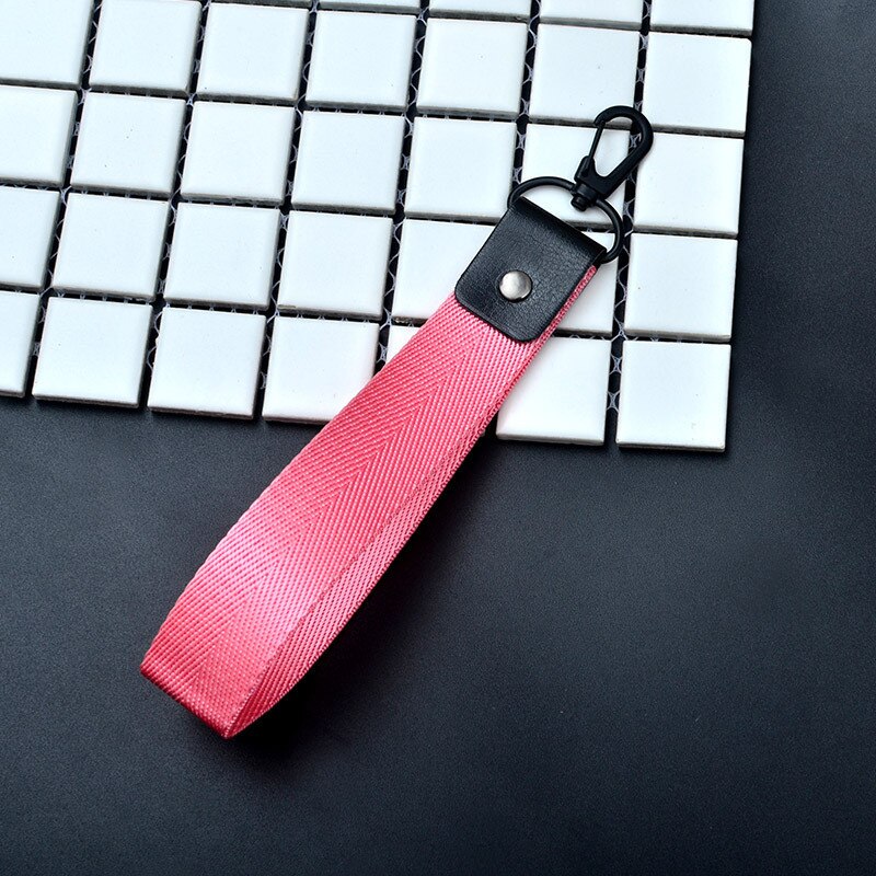 Telefoonband 8 kleuren korte lanyard voor sleutels usb-stick id-kaart mobiele telefoon universele klassieke polyester lanyards touw handband: Roze