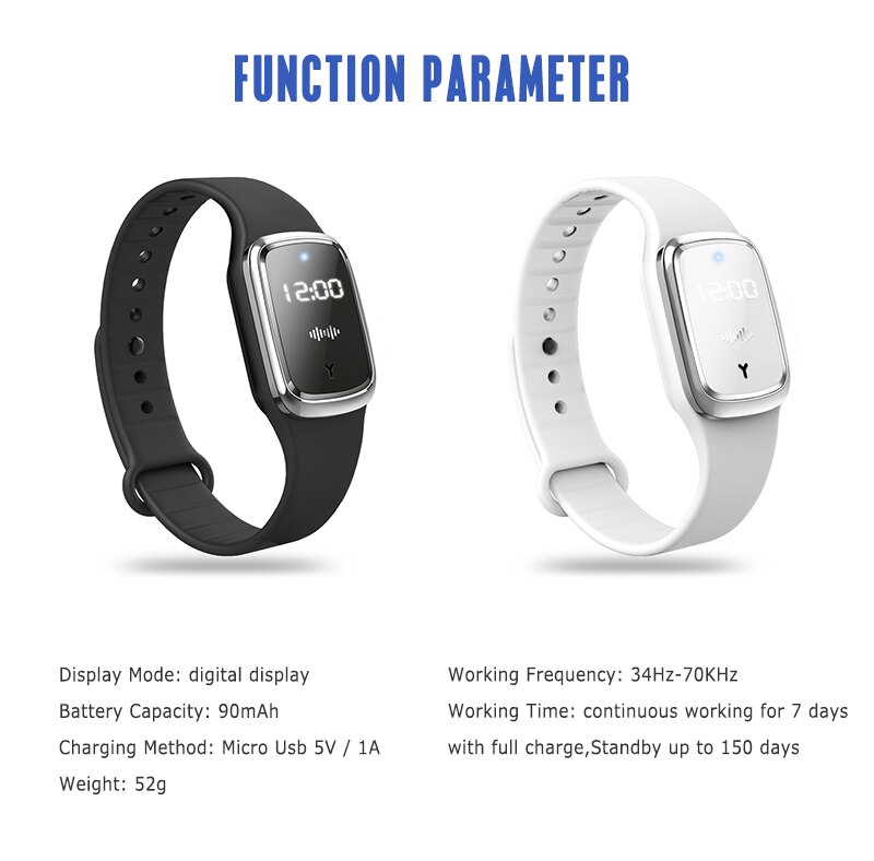 Reloj de pulsera ultrasónico, repelente de insectos y mosquitos, repelente de insectos, para exteriores, para hombre y mujer