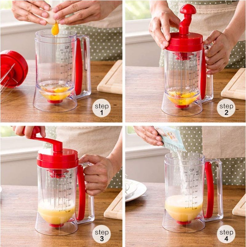 Handhållen manuell pannkaka cupcake smet mixer dispenser mixer maskin bakverktyg för att göra kakor våfflor bättre