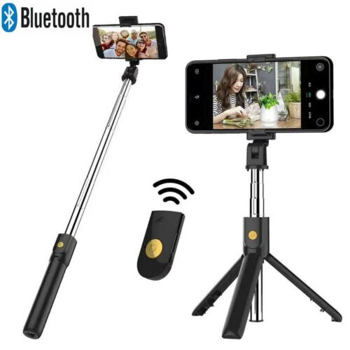 Langer, ausziehbarer selfie-stick mit stativ, fernbedienung und bluetooth-verbindung, passend für alle gängigen smartphones, praktischer, faltbarer selfie-stick.
