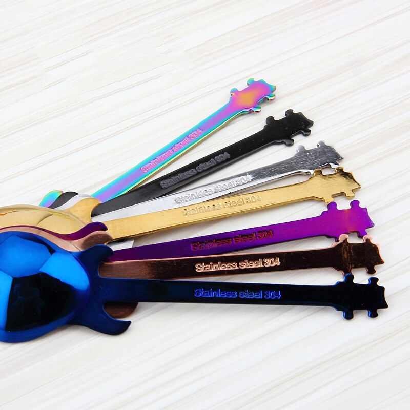 7PCS/4PCS stainless steel guitar Beth music Coffee Spoons Tea Stirring Spoons Sugar Ice Cream Mug Dessert Spoon Drink Tableware