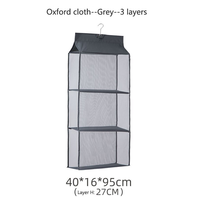 Foldable Hanging Bag 4 Layer Folding Shelf Bag Purse Handbag Organizer Door Wall Sundry Pocket Hanger Hanging Closet Storage Bag: Oxford-3 layers