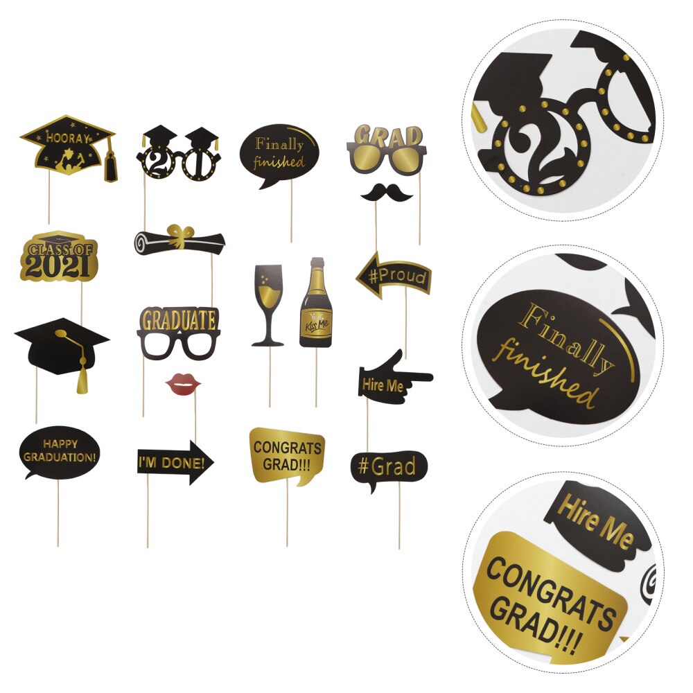 18pcs 2021Graduation Party Shooting Props Party Photography Props Photo Supplies