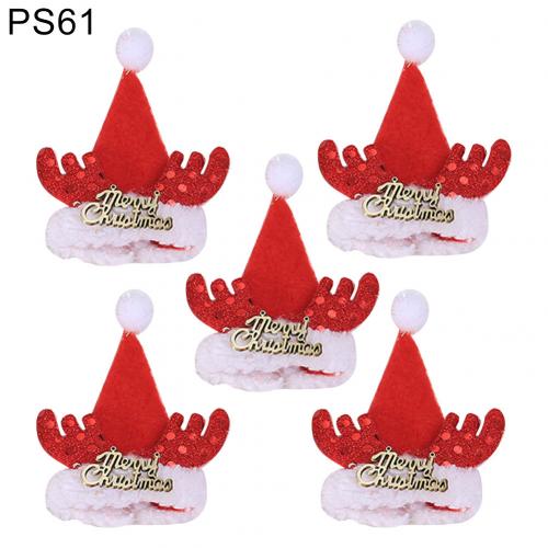 5Pcs Xmas Herten Hoorn Wijnfles Cover Wees Hoed Cap Party Decoratie Wijnfles Hoed Kerst Decoratie Xmas fles: PS61