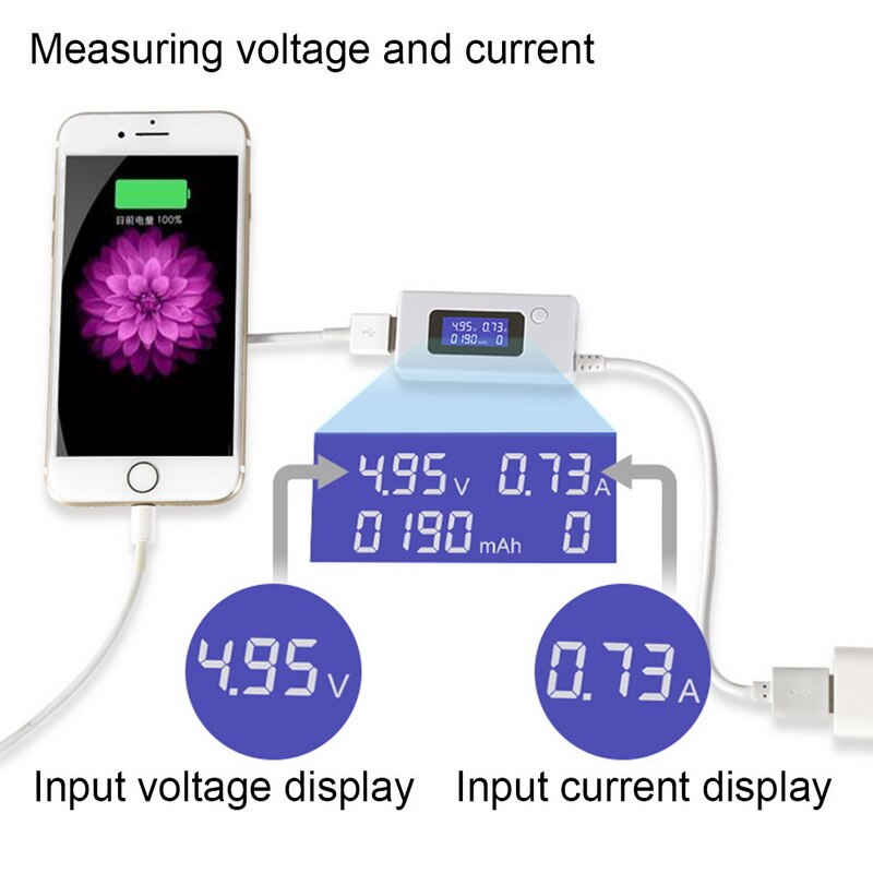 Spannung Strom Meter LCD USB Strom Spannung Arzt Ladegerät Kapazität Strom Spannung Monitor 1Stck