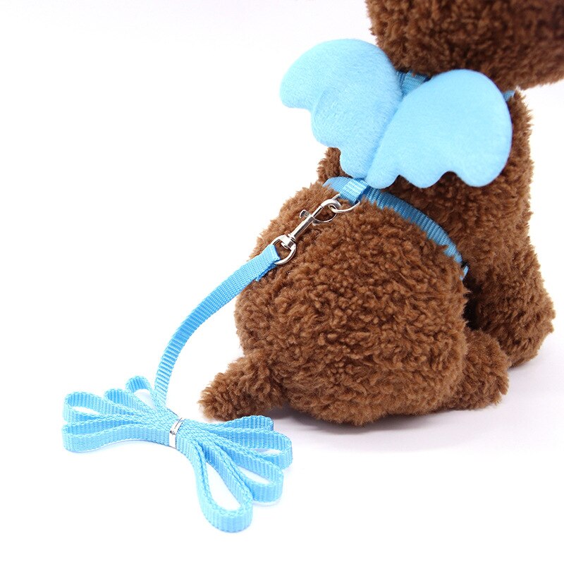 Kleine Hond Kat Riem Leuke Angel Wing Set Verstelbare Hond Met Nylon Riem Angel Wing Kraag Huisdier Lood Kat Hond met Leuke Accessoires: Blue / S