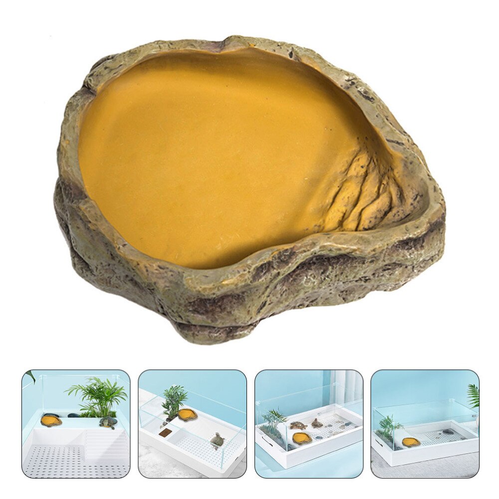 Pet Reptile Feeder Bowl Dragon Beard Turtle Resin Landscape Pet Cage Drink Bowl