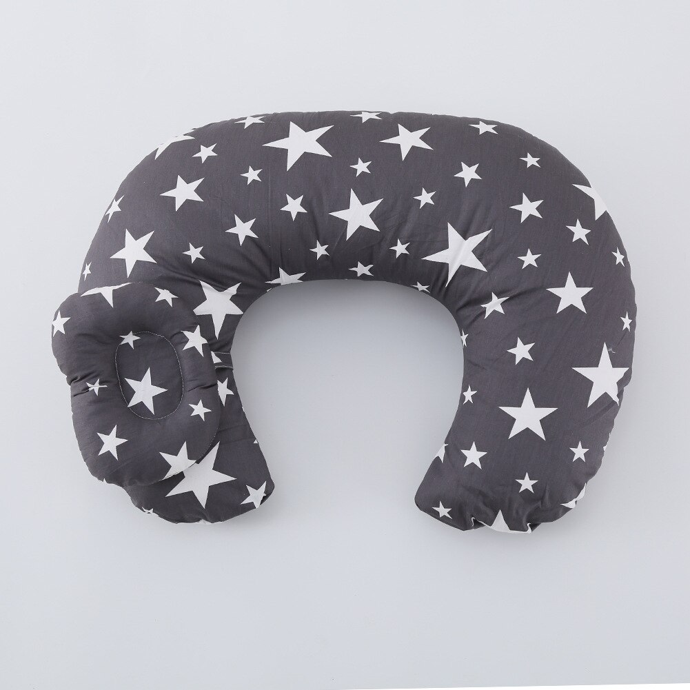 Baby Borstvoeding Verpleging Kussen Wasbaar U-vorm Voeden Taille Kussen Baby Body Ondersteuning Kussen Bonus Head Standsteller: Dark gray stars