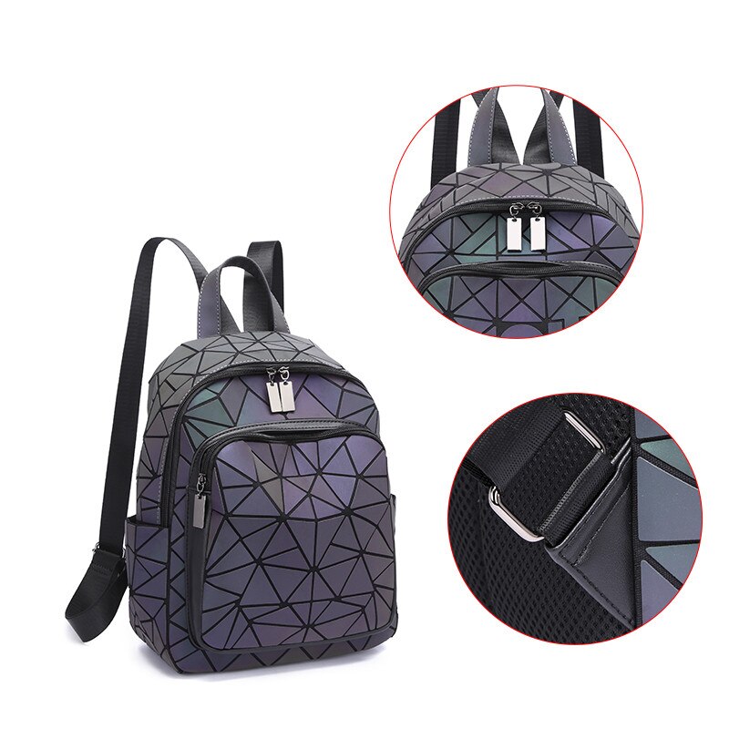 PVC Luminous Travel Backpacks Reflective Travel Bags female backpack boy girl student School bag For Teenager Backpack