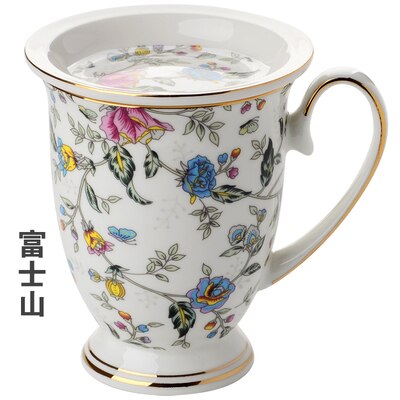 Koffie Mok Met Deksel 300Ml Wit Bone China Porselein Thee Kopjes Met Deksel Luxe Dessert Schotel Engeland Middag thee Mok: 6