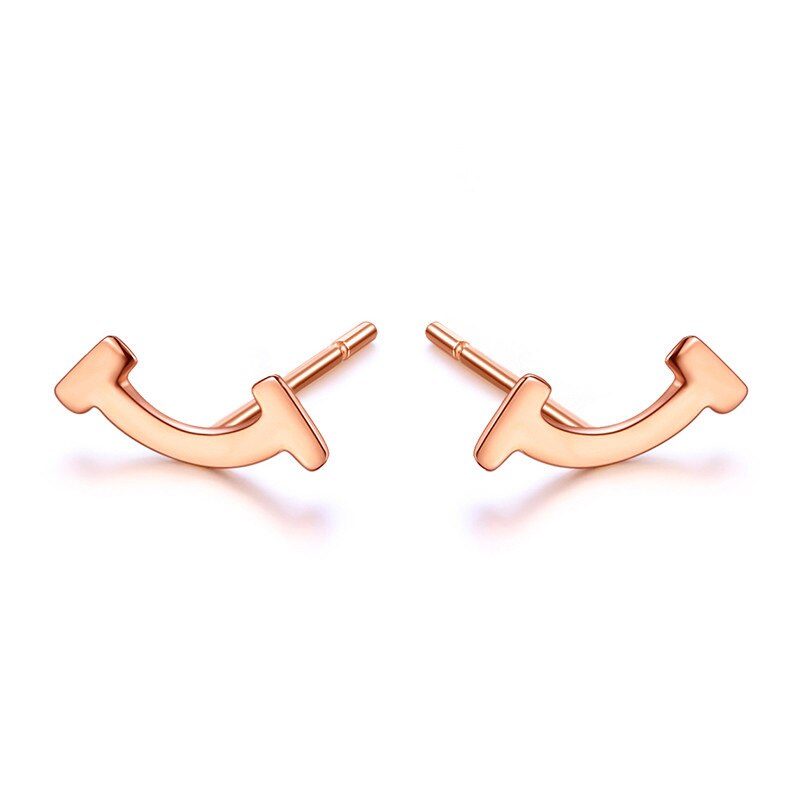 18k goldene smiley-ohrstecker für damen,  au750 schlichte und romantische echtgoldohrringe, hochwertiger schmuck für mädchen: 18k roségold