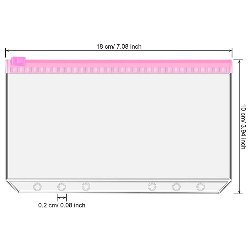 16 Pieces A6 Binder PVC Pockets Loose Leaf Bags Pouch Document Filing Bags for 6-Ring Notebook Binder Planner, 8 Colors
