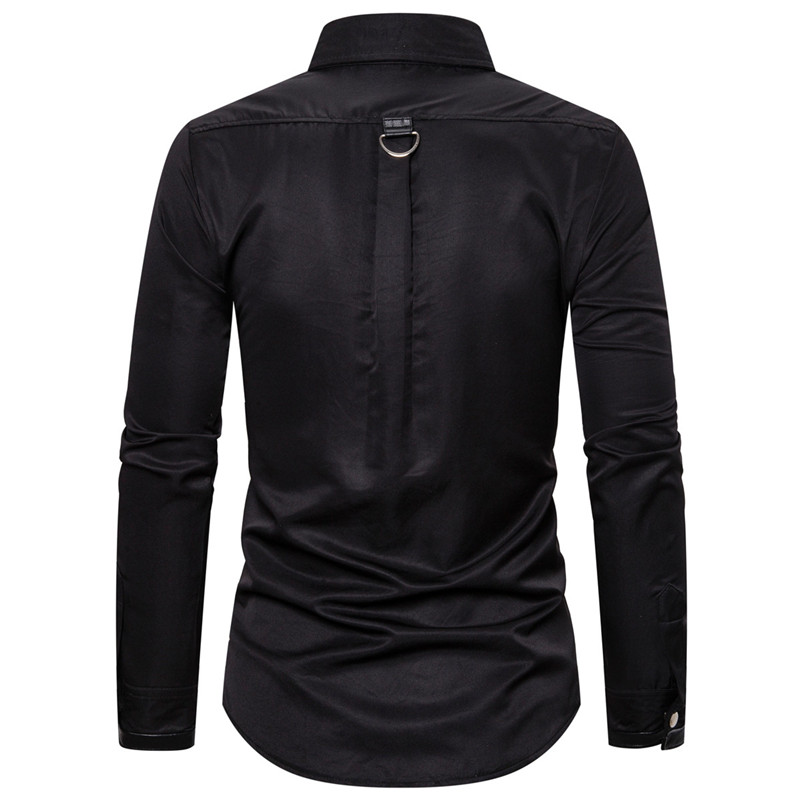 Camisa de estilo gótico con remaches para hombre, camisa de carga de Color sólido, ajustada, para , cantante, ropa de calle de escenario, nueva