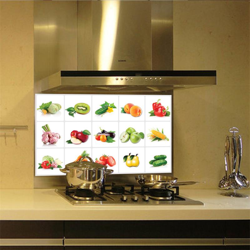 3D DIY Vinyl Oil-proof Kitchen Wall Stickers Vegetable Fruit Poster Tile Mural Home Decoration Removable Wall Decals