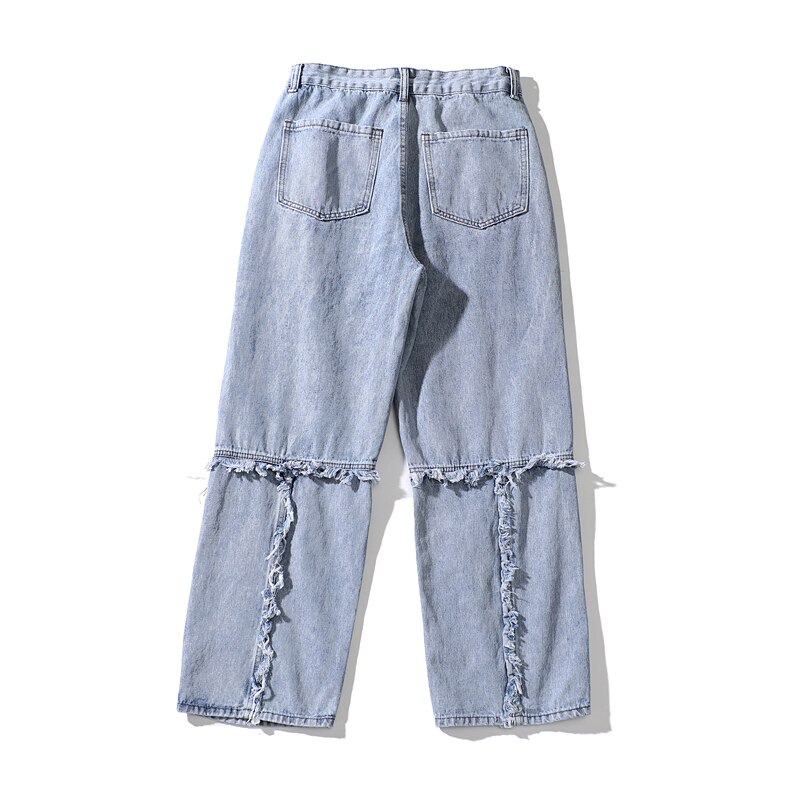 Pantalones vaqueros deshilachados y holgados desgastados para hombres y mujeres, Pantalones rectos de tela vaquera sueltos, pantalones Harajuku de talla grande de Hip Hop