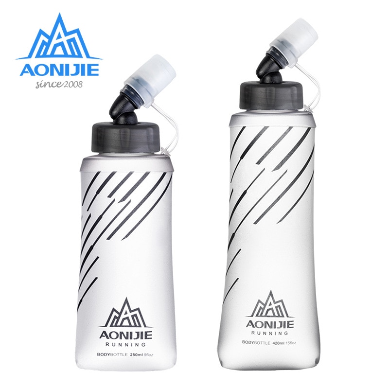 Aonijie Faltbare draussen Weiche Glaskolben 250ml 420ml BPA FREI Wasser Flasche Für Camping Pfad Laufen Wandern Marathon- SD21