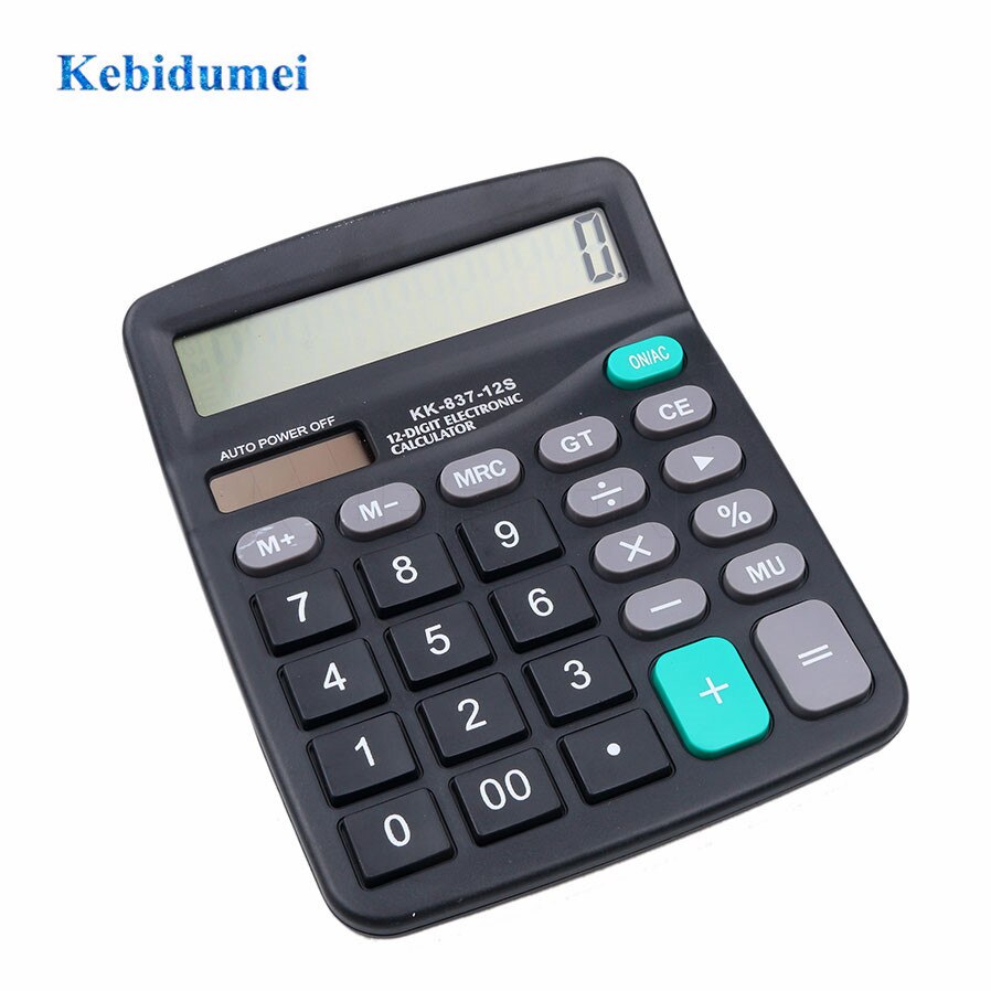 Calculadora electrónica portátil 2 en 1 para oficina, herramienta comercial, batería o Solar, botón grande de 12 dígitos