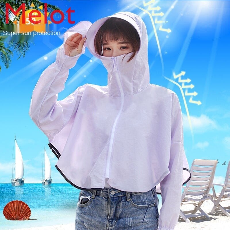 Ropa de protección solar para mujer, estilo coreano, protección UV, capó corto, a prueba de sol, Verano