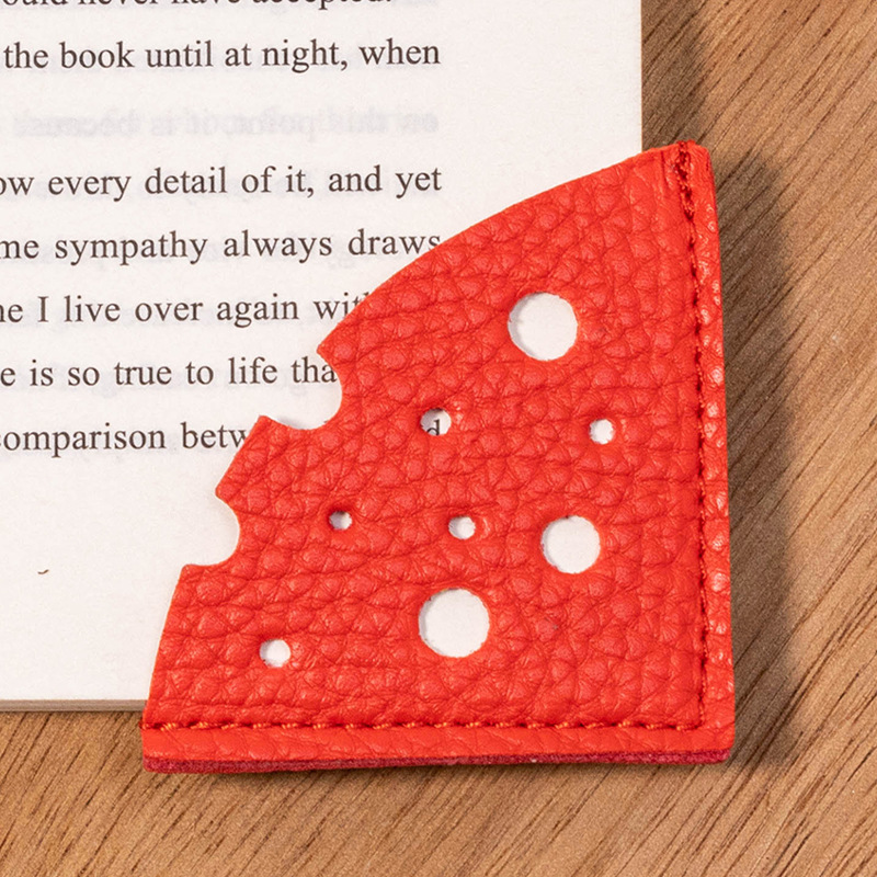 Cheese Shape Bookmark PU Book Marker Paper Corner Protection Anti-roll Marking Page Finder Book Accessories Reading: WHITE