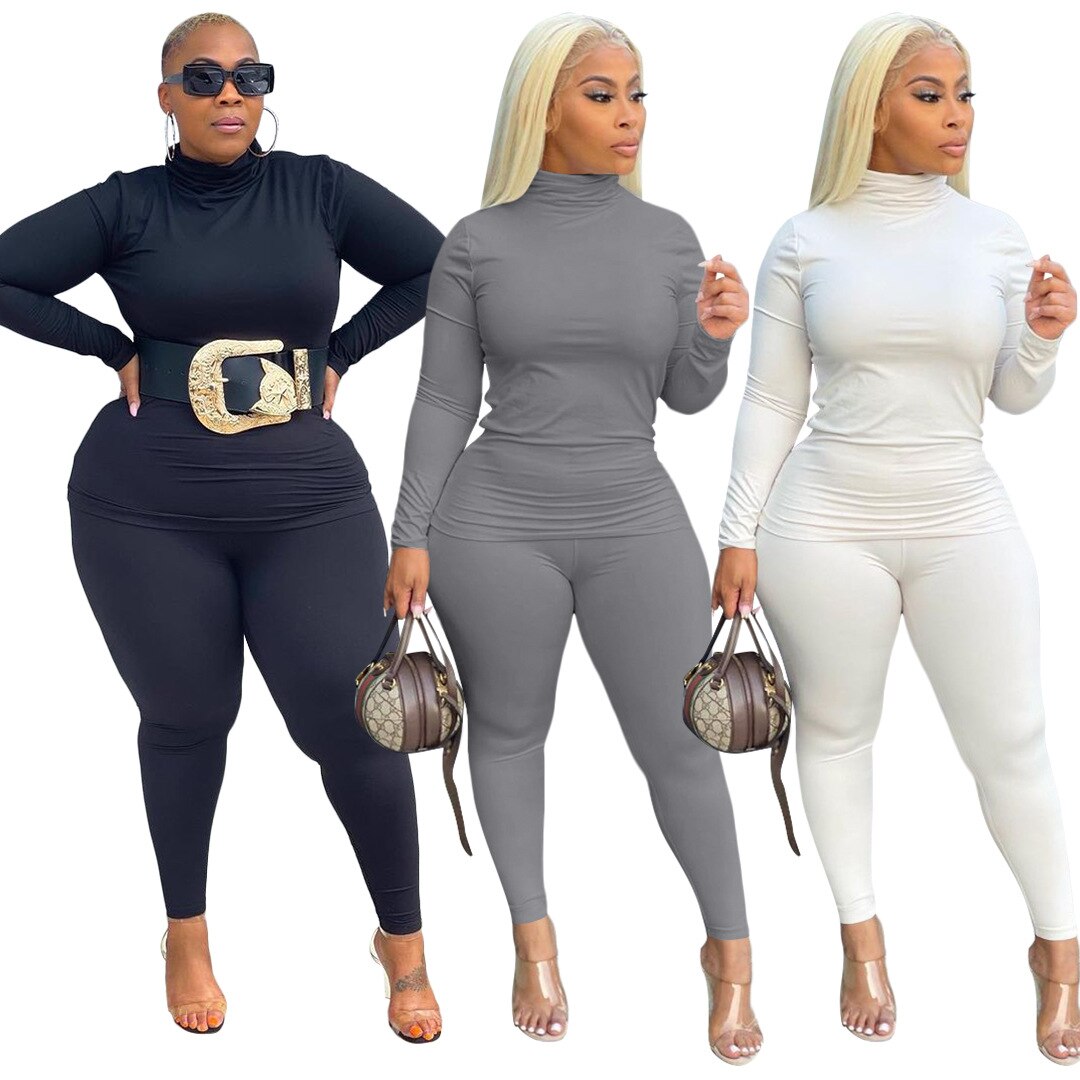 Winter Fall Clothes Outfits Joggers for Women 2 Peice Sets Outfit Two Peice Suit Long Sleeve Tops + Leggings Suits Plus size