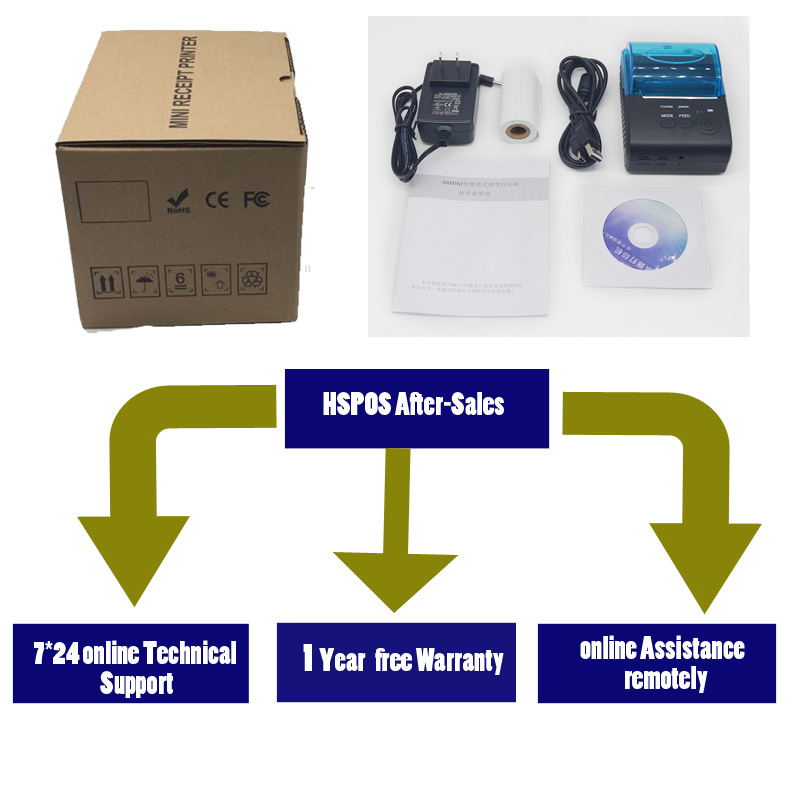 Mini portable pos thermal receipt printer 58mm android bluetooth direct thermal printing machine for mobile office HS-590A