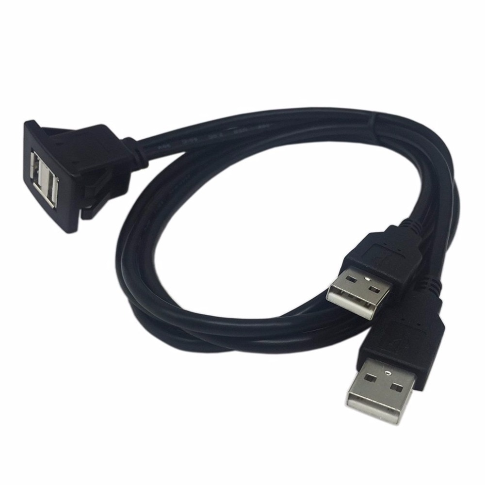 Catuo USB2.0 Flush Mount Kabel 1 M/2 M Dubbele/Enkele Usb-poort Uitbreiding Flush Dashboard Panel Mount kabel Voor Auto Boot Motorfiets