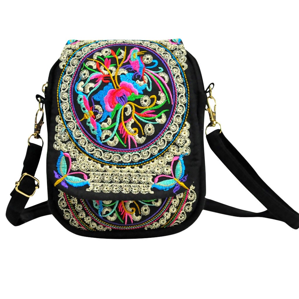 Women Ethnic Style Tote Bag Cover Handbags Purse Embroidered Embroidery Handbag Retro Vintage All-match Floral Bag#G30: A