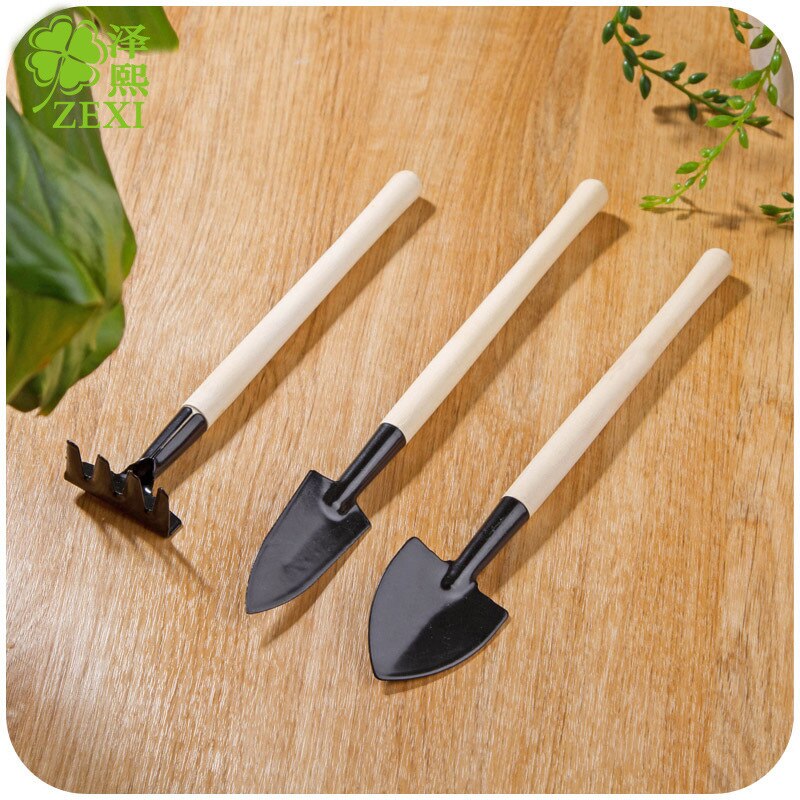 3 Stuk Schep En Hark Set Plant Tuinieren Mini Gereedschap Gepot Planten Bloemen En Houten Handvat Schop Combinatie Accessoires