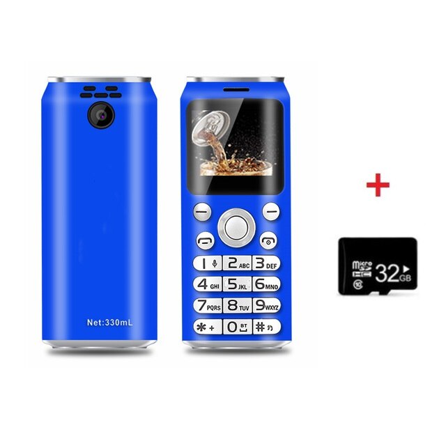 Mini praktisch SATREND K8 1,0 "Cola bilden Telefone Dual Sim MP3 Bluetooth Dialer Anruf Aufnahme Finger Größe Kleine handys: Blau mit 32g Karte