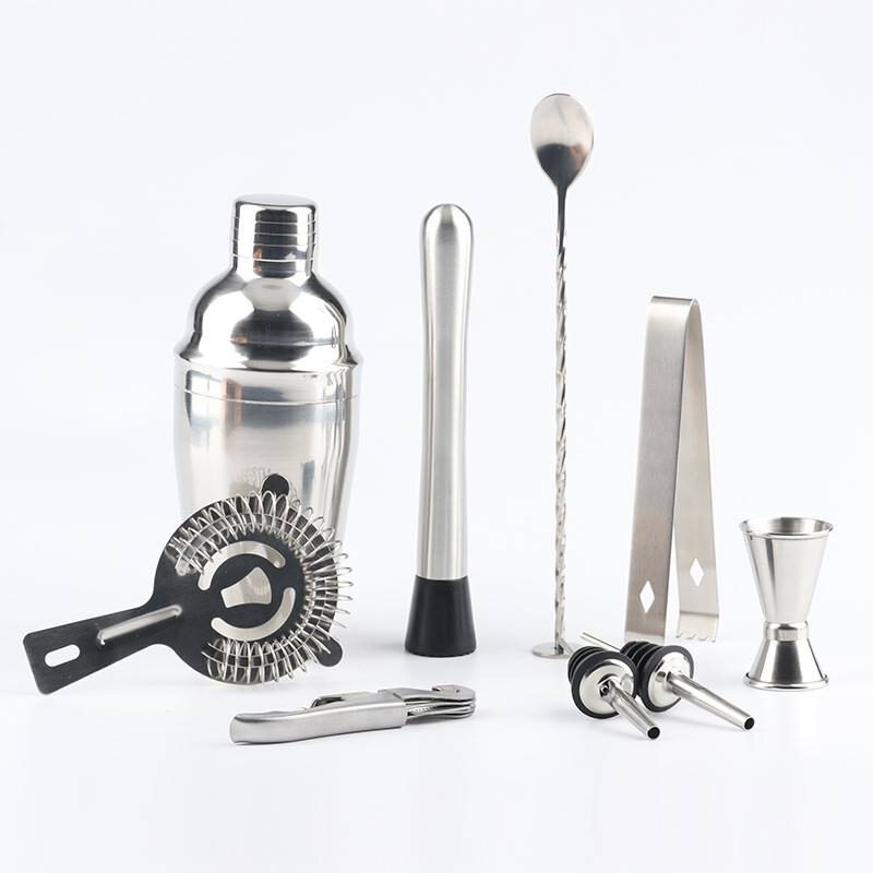 10-12 st barware set rostfri bar cocktail shaker set shaker set med träställ förvaring stativ barer verktygshållare för blandade drycker