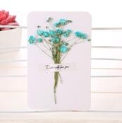Tørre blomsterkort bursdagskort for jente barn kone mann bursdagskake gratulasjonskort postkort kort: Blå gypsophila 2