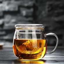 Transparent Glass Tea Cup Drinking Utensils Classic Heat-Resistant Glass Cup Glass Tea Mug Glass Coffee Mug With Lid