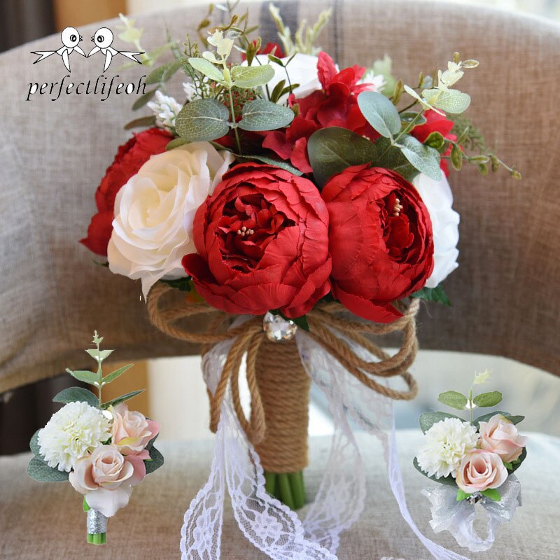 Artificial Bouquets De Casamento Para Noivas Fora Do Laço Flores Do Casamento Broche Bouquet Bouquets De Mariage: 07