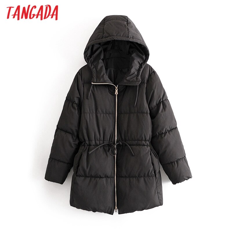 Tangada-cagoule surdimensionnée pour femmes kaki, fermeture éclair, capuche surdimensionnée, et épais, , QN72, Long manteau d'extérieur