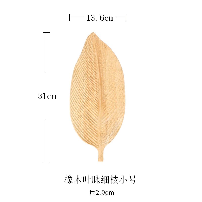 Walnut, oak whole wood plate original handmade leaf plate home snack plate fruit plate Japanese wooden tray tea tray: oak 31x13.6cm