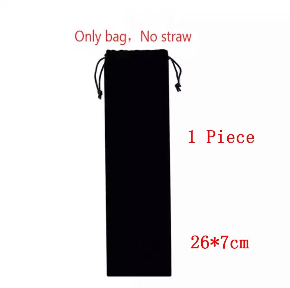 Bubble Tea Stainless Steel Straw Reusable Drinking Straws Set Curved Metal Straws Bag with Brush For Smoothies Juice Tea: 1 piece bag