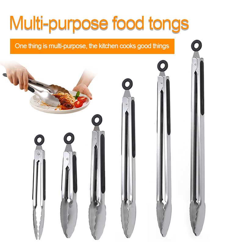 430 Stainless Steel Salad Tongs BBQ Kitchen Cooking Food Serving Utensil Tong Kitchen Accessories Tools Restaurant Food Folder