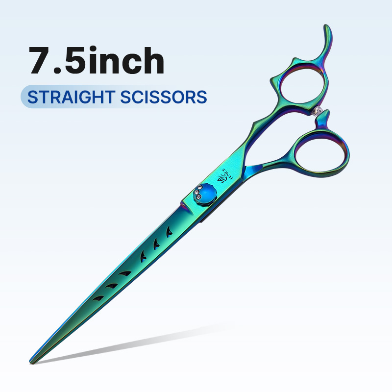 Fenice 7.0/7.5 inch JP440C Green Pet Grooming Scissors Shears Cutting&Curved&Thinner Set Kit for Dog Trimming Tools: Scarlet