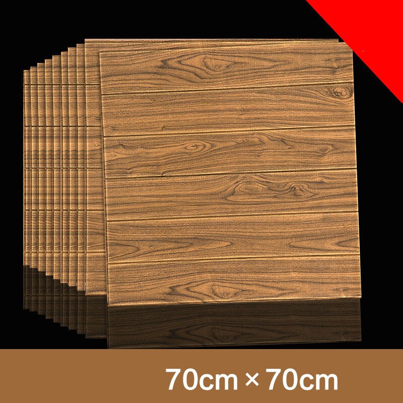 3D Stereo Wall Stickers Waterproof Moisture Proof Mildew Foam Wallpaper Self-adhesive Decorative Ceiling Wood Grain Stickers: H