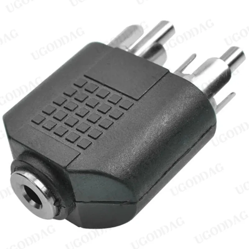 3,5 mm audio stereo jack vrouwelijk naar 2 RCA mannelijk audio jack connector adapter converter voor luidspreker: Default Title