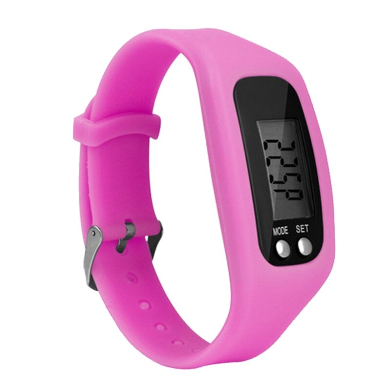 Display Fitness Gauge Step Tracker Sports Smart Wrist Watch Bracelet LED Pedometer Run Step Walking Calorie Counter: Pink
