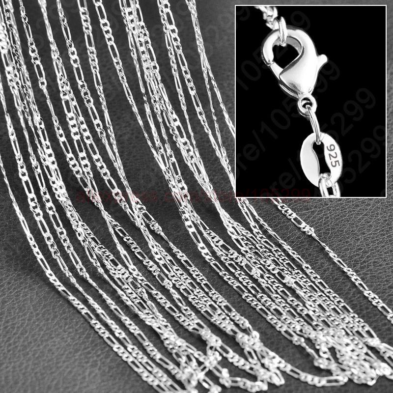 Commercio all&#39;ingrosso 10PCS Lot Figaro Catena di 925 Gioielli In Argento Sterling Collana di Catene + Lobster Catenacci Dimensione 16,18,20,22,24,26,28,30&quot;